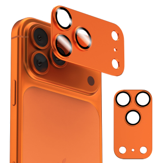 Ochranný kryt objektivu fotoaparátu - hliníkový kryt + tvrzené sklo pro fotoaparát iPhone 17 Pro oranžový