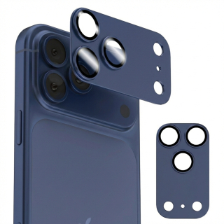 Ochranný kryt objektivu fotoaparátu - hliníkový kryt + tvrzené sklo pro fotoaparát iPhone 17 Pro modrý