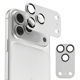 Ochranný kryt objektivu fotoaparátu - hliníkový kryt + tvrzené sklo pro fotoaparát iPhone 17 Pro Max stříbrný