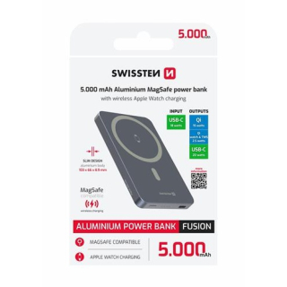 Swissten powerbanka iPhone Magsafe 5000 mAh s bezdrátovým nabíjením s výkonem až 20W